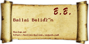 Ballai Belián névjegykártya